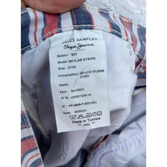 Pepe Jeans Womens Skyler Stripe Straight Trouser Pants Multi Sz 27/30 - Picture 15 of 16